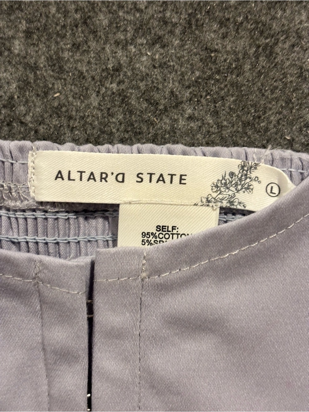 NWT Altar’d State Romantic Boho Grey Dawn Lace Trim Cotton Corset Top Size Large - Picture 5 of 11